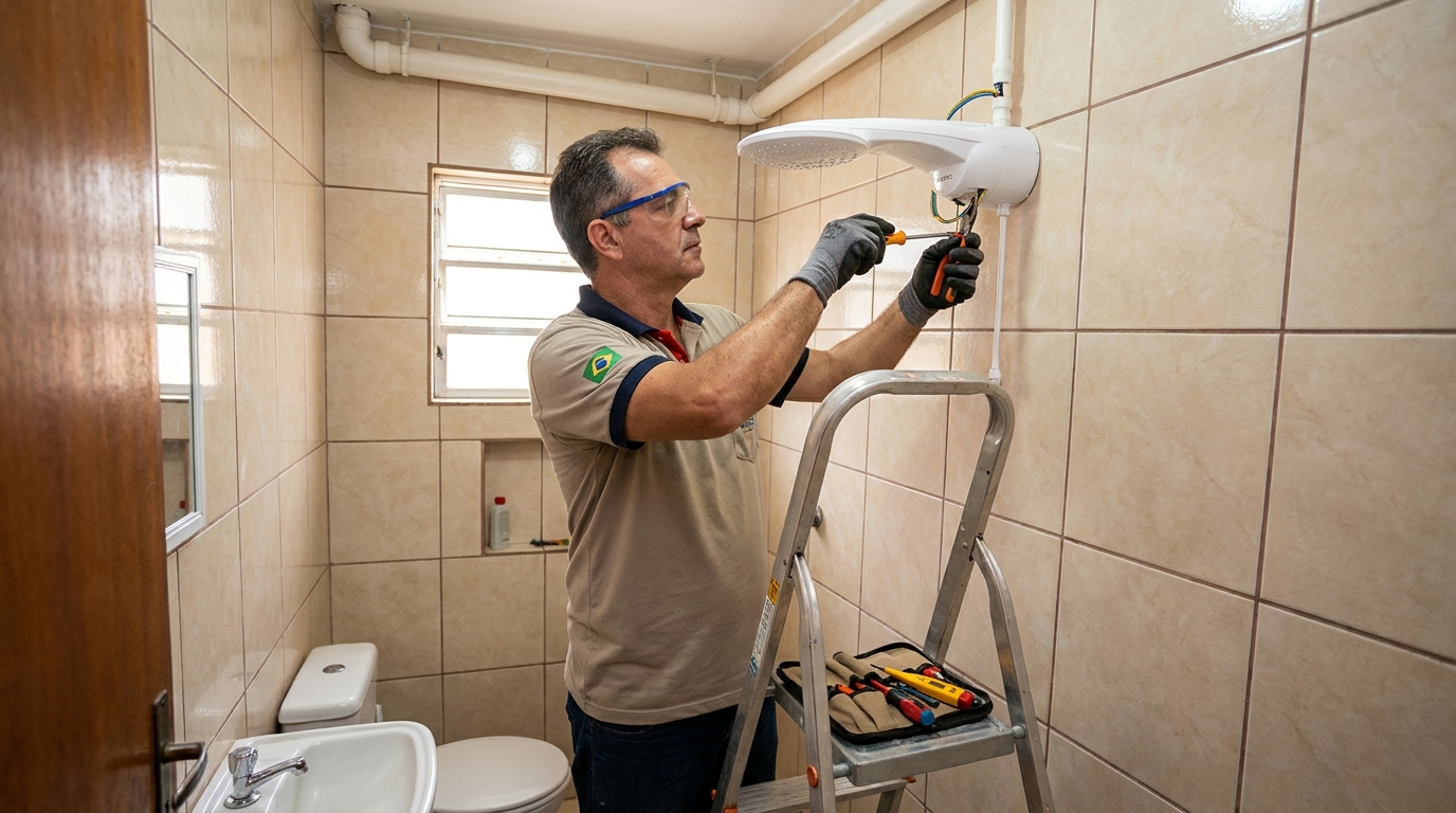 Substituição de Chuveiro Antigo em Ponta Grossa‑PR